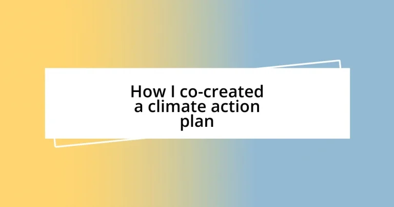 How I co-created a climate action plan