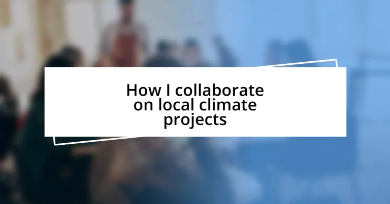 How I collaborate on local climate projects