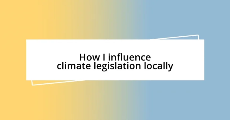 How I influence climate legislation locally