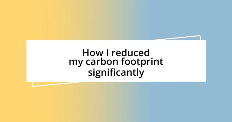 How I reduced my carbon footprint significantly