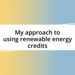 My approach to using renewable energy credits