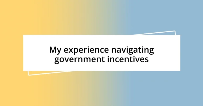 My experience navigating government incentives