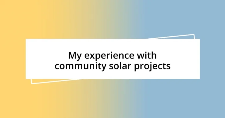 My experience with community solar projects