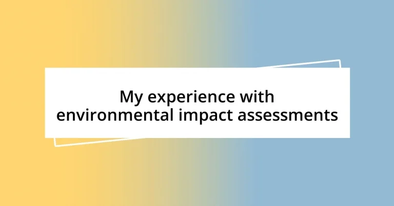 My experience with environmental impact assessments