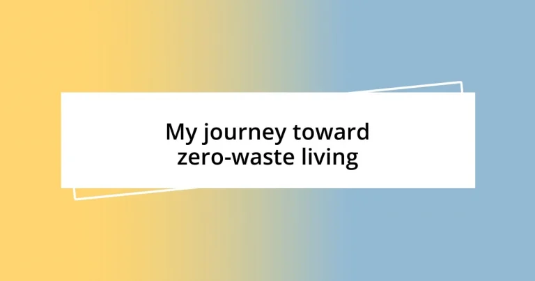 My journey toward zero-waste living