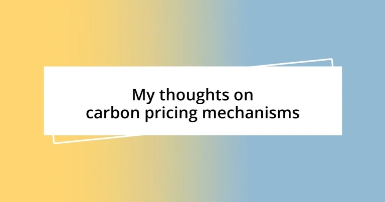 My thoughts on carbon pricing mechanisms