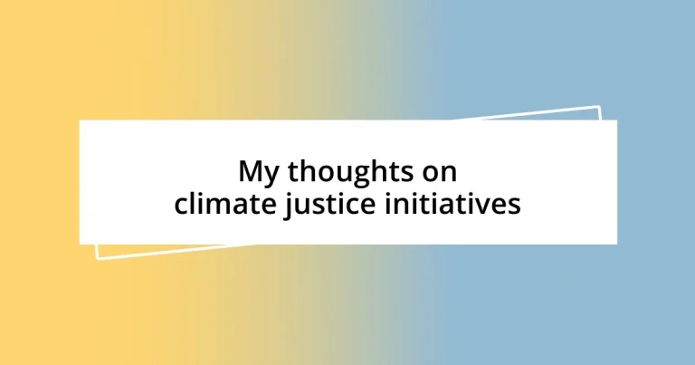 My thoughts on climate justice initiatives