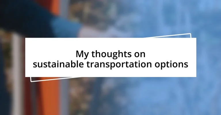 My thoughts on sustainable transportation options