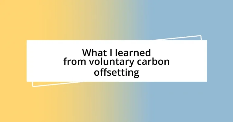 What I learned from voluntary carbon offsetting