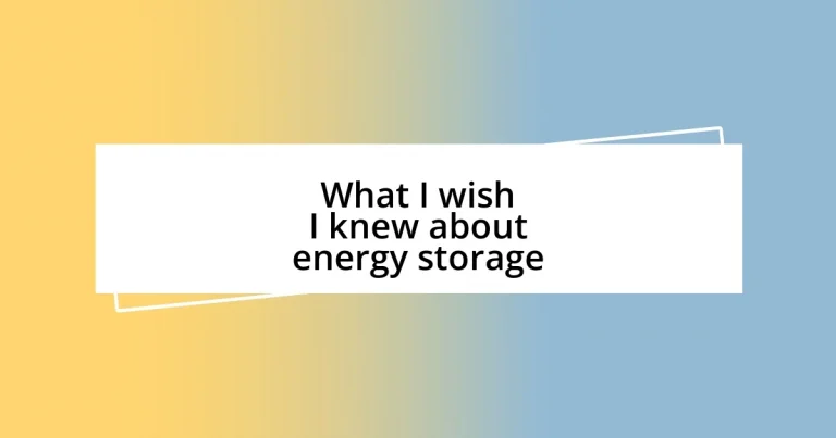 What I wish I knew about energy storage