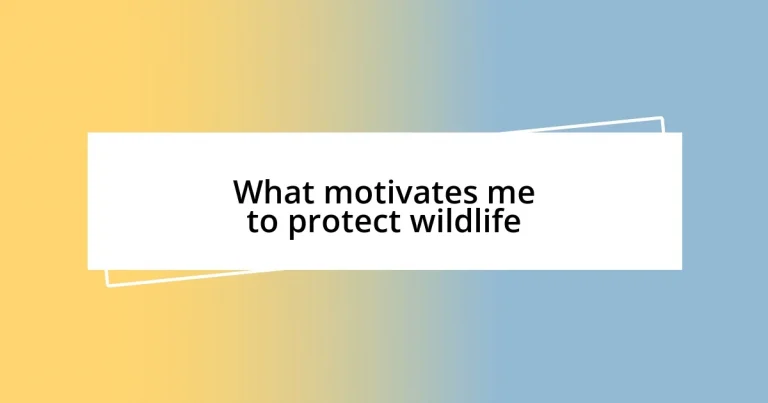 What motivates me to protect wildlife