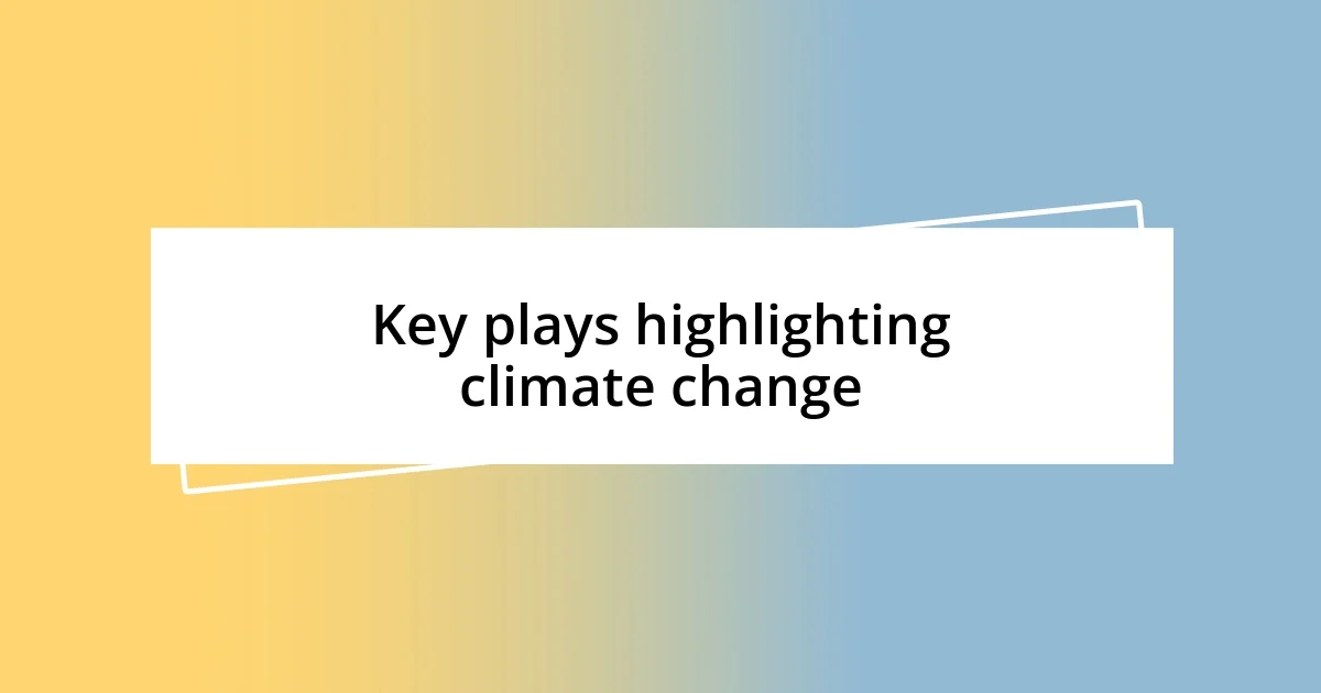 Key plays highlighting climate change