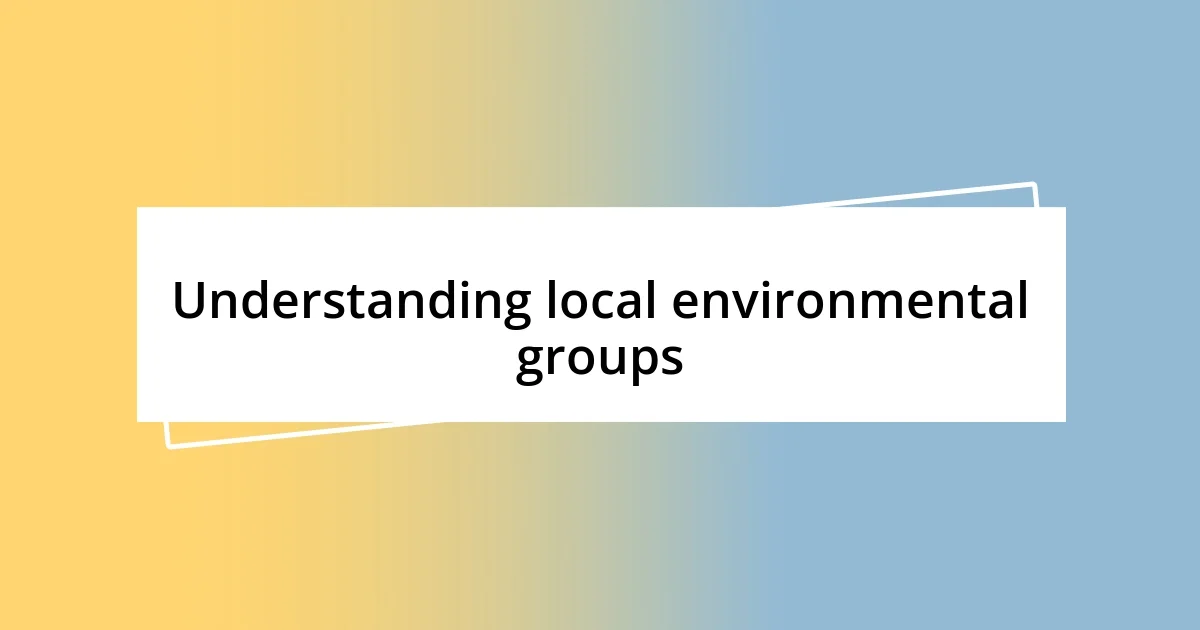 Understanding local environmental groups