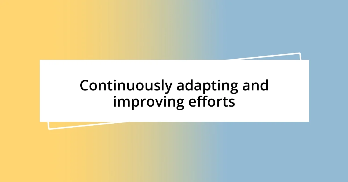 Continuously adapting and improving efforts