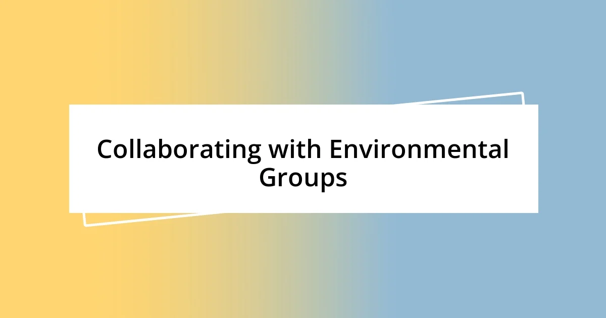 Collaborating with Environmental Groups