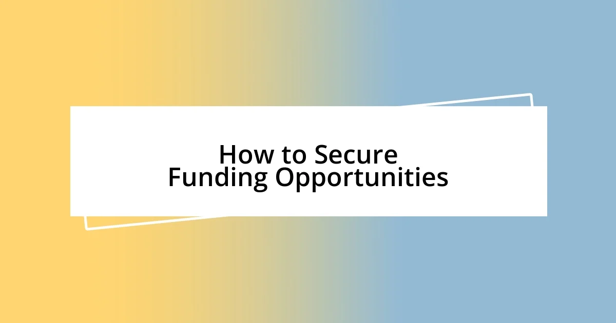 How to Secure Funding Opportunities