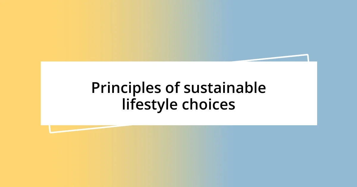 Principles of sustainable lifestyle choices