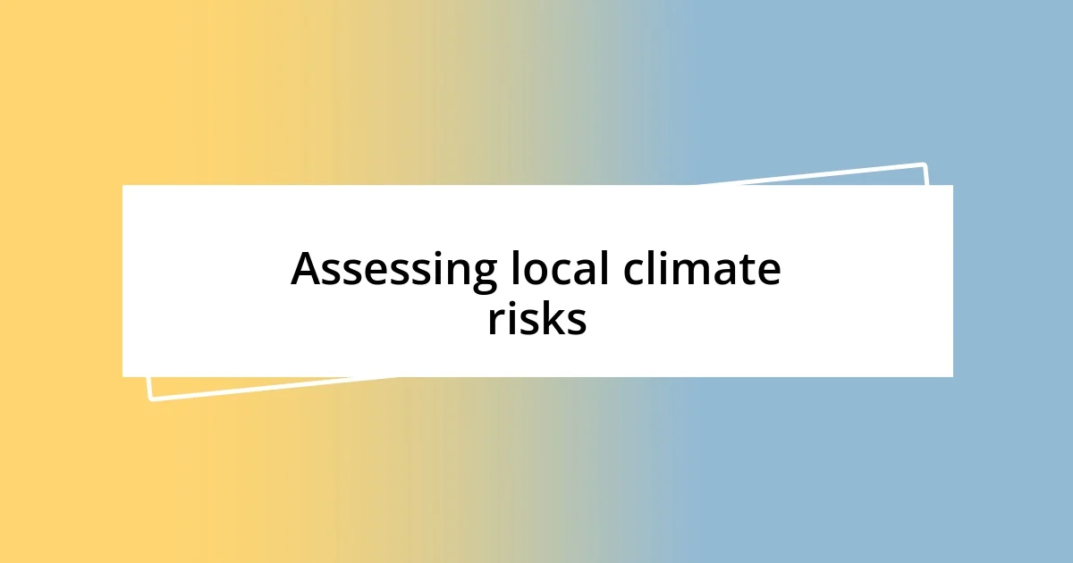 Assessing local climate risks