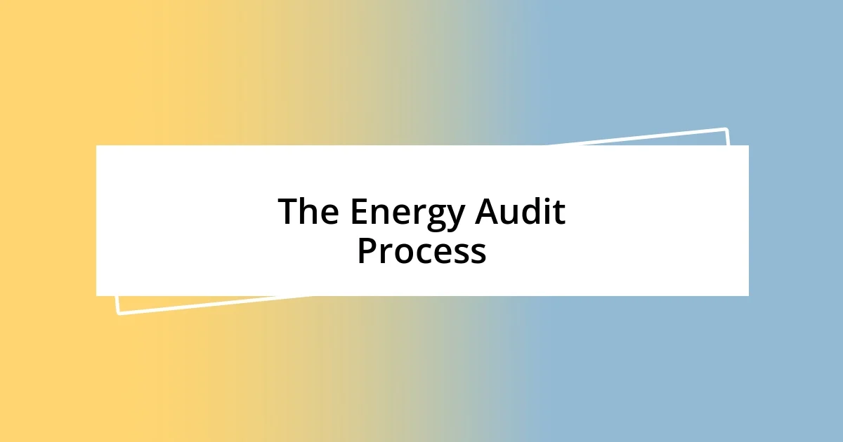 The Energy Audit Process