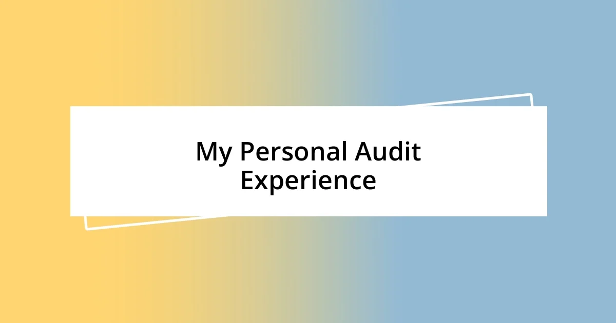 My Personal Audit Experience