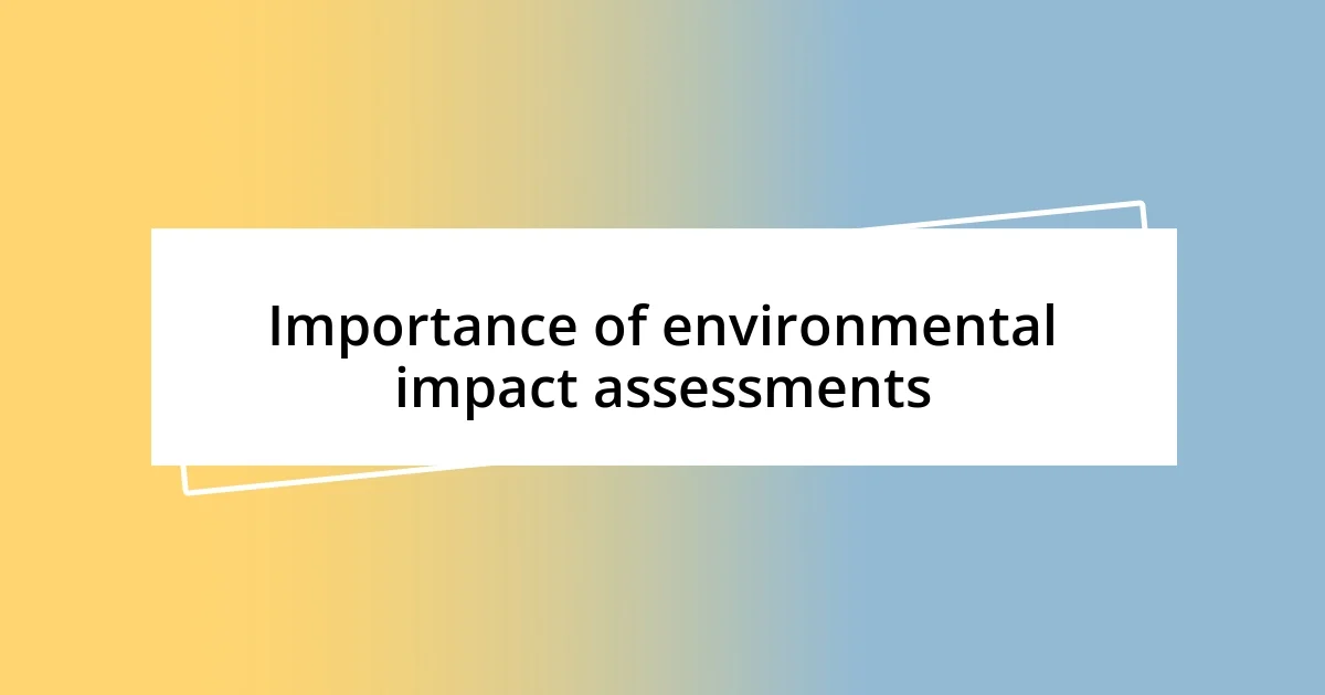 Importance of environmental impact assessments