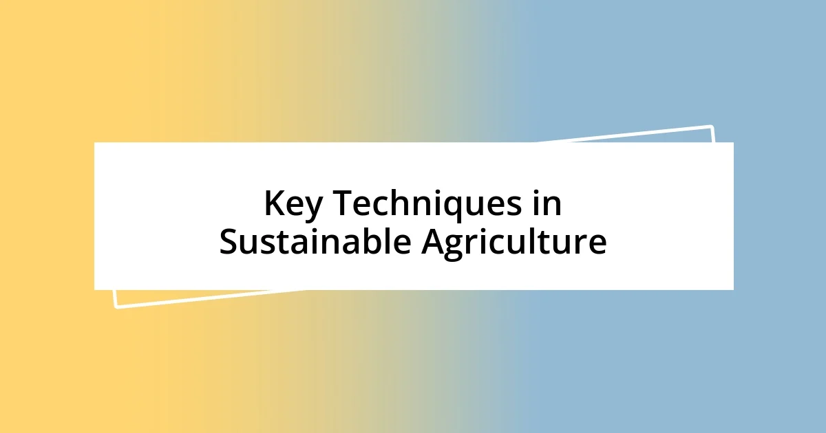 Key Techniques in Sustainable Agriculture