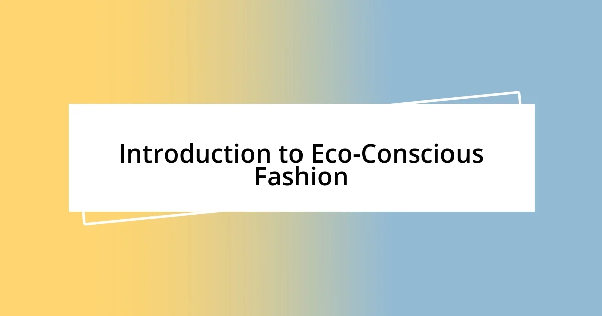 Introduction to Eco-Conscious Fashion