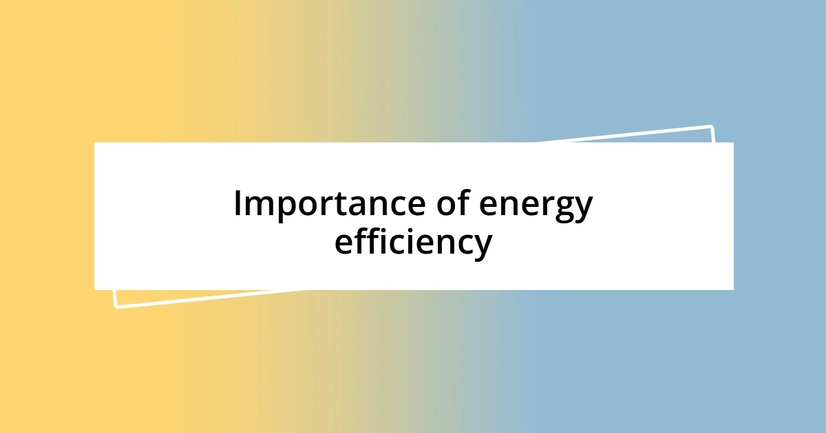 Importance of energy efficiency