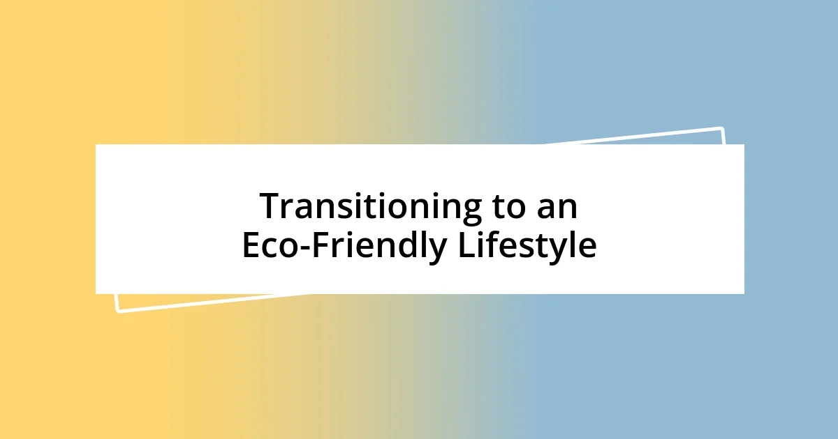 Transitioning to an Eco-Friendly Lifestyle