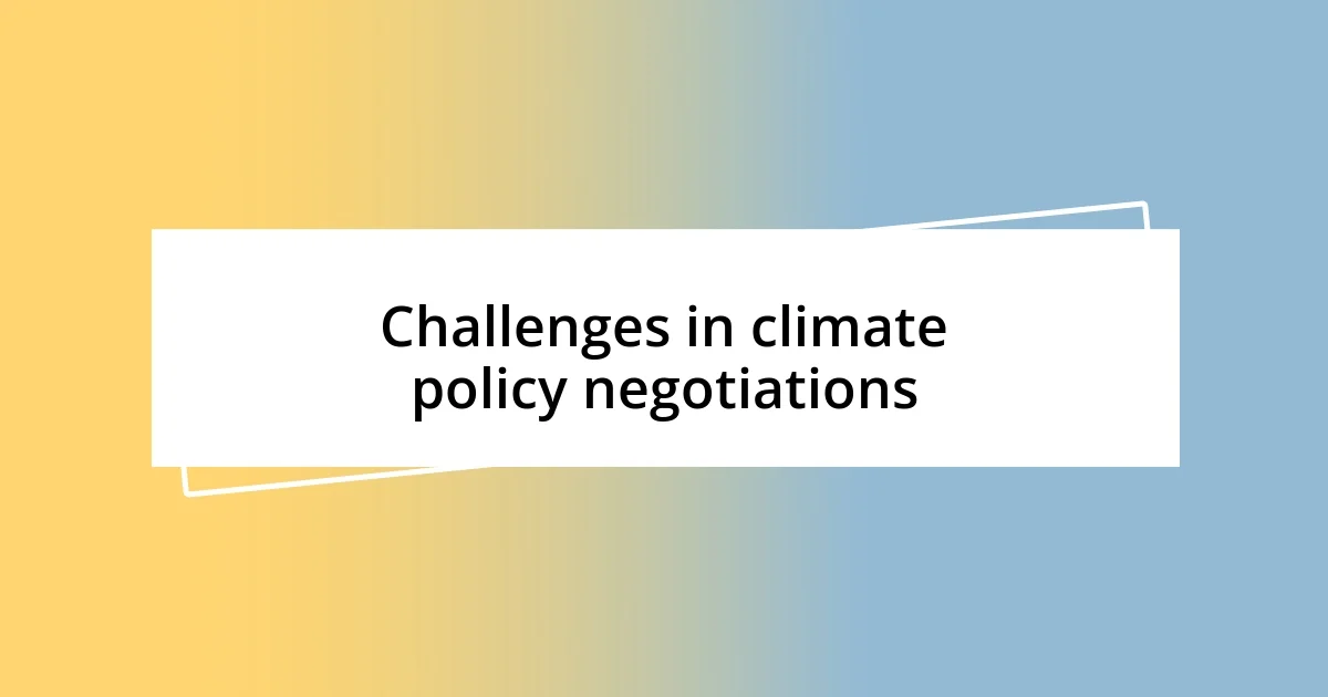 Challenges in climate policy negotiations