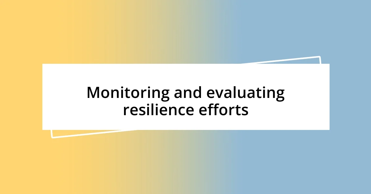 Monitoring and evaluating resilience efforts