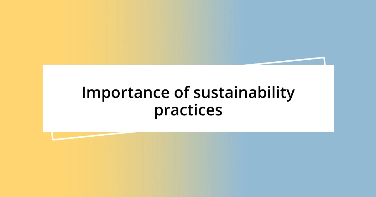 Importance of sustainability practices