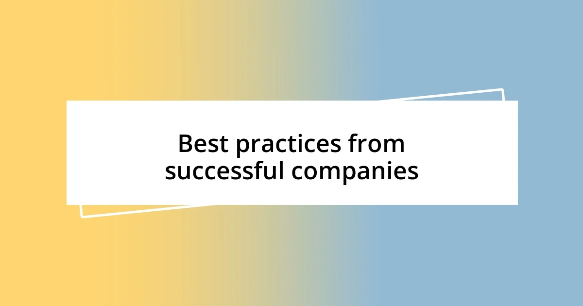 Best practices from successful companies