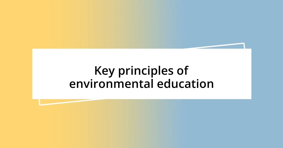 Key principles of environmental education