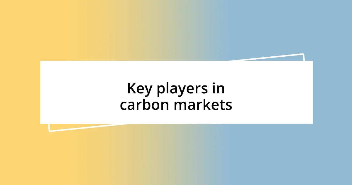 Key players in carbon markets