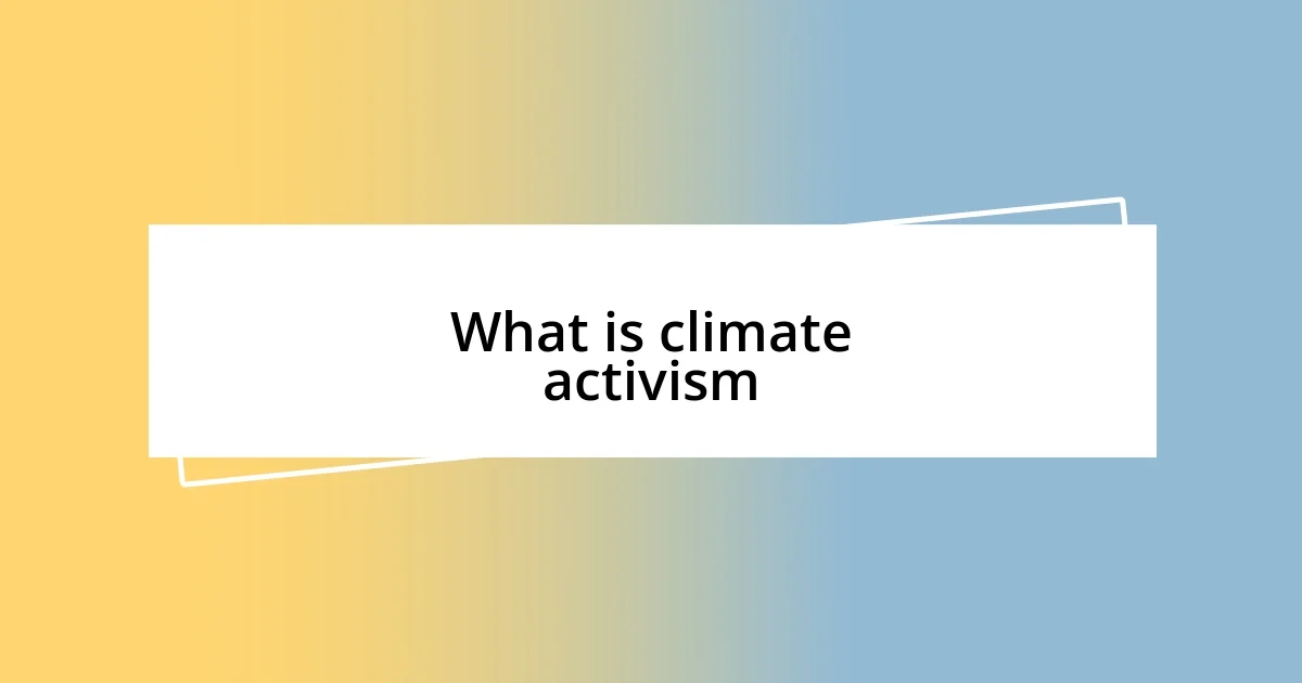 What is climate activism