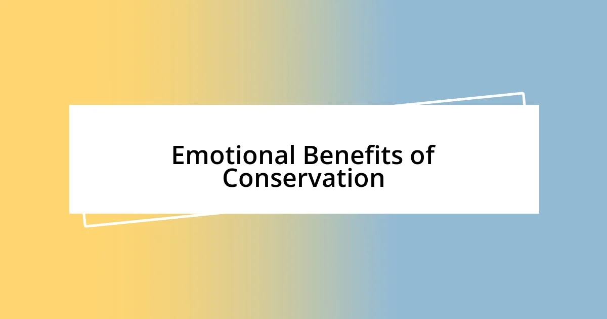 Emotional Benefits of Conservation